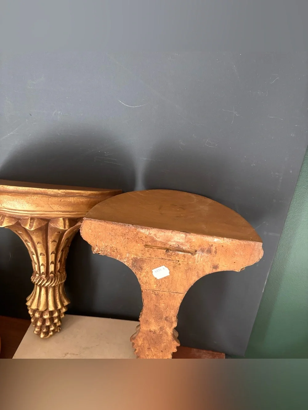 Vintage Gold Wall Shelves, Hollywood Regency Plaster